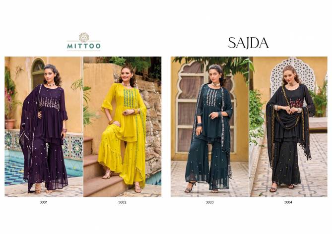 Sajda By Mittoo Pure Georgette Sharara Readymade Suits Wholesale Suppliers In India